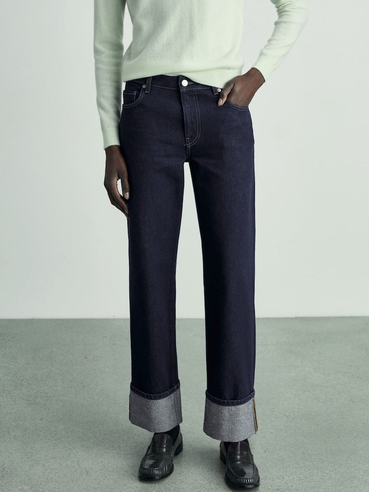Mango Dark Blue Slim Mom Fit Comfort High Rise Jeans - Image 1 of 6