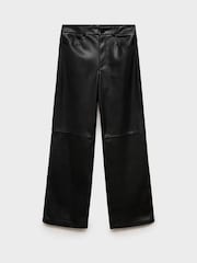 Mango Black High Waist Faux Leather Trousers - Image 5 of 6