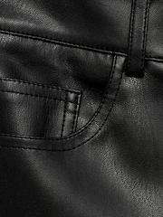 Mango Black High Waist Faux Leather Trousers - Image 6 of 6