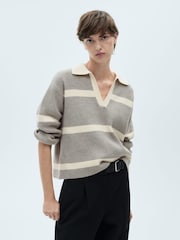 Mango Grey Collar Knitted Jumper - Image 1 of 6