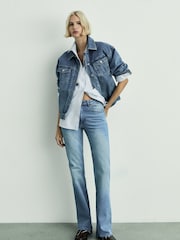 Mango Blue Flared Mid-Rise Jeans - Image 1 of 6