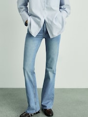 Mango Blue Flared Mid-Rise Jeans - Image 2 of 6