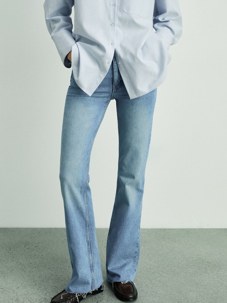 Mango Blue Flared Mid-Rise Jeans - Image 2 of 6