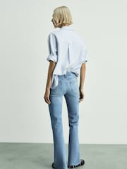 Mango Blue Flared Mid-Rise Jeans - Image 3 of 6