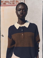 Mango Blue Striped Polo Jumper - Image 2 of 8