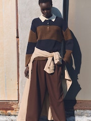 Mango Blue Striped Polo Jumper - Image 4 of 8