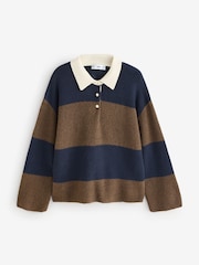Mango Blue Striped Polo Jumper - Image 7 of 8