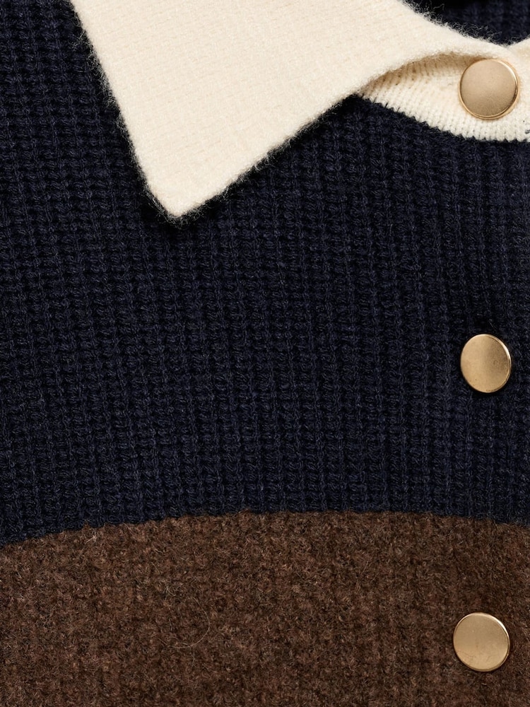 Mango Blue Striped Polo Jumper - Image 8 of 8