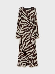 Mango Brown Animal Print Flared Alegra Dress - Image 6 of 7