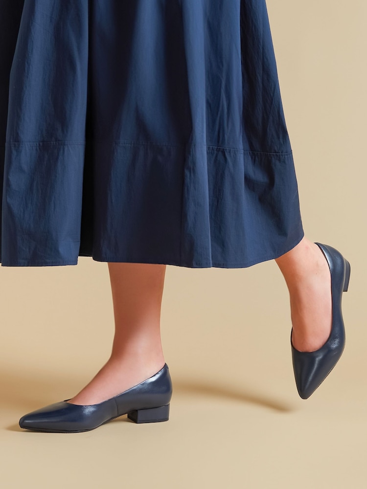Jones Bootmaker Blue Wide Fit Sunstone Leather Court Shoes - Image 1 of 6 Jones Bootmaker Blue Wide Fit Sunstone Leather Court Shoes - Image 1 of 6