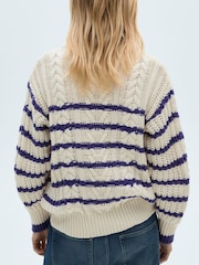 Mango Cream Striped Cable Knit Jumper - Image 2 of 7