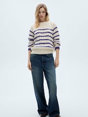 Mango Cream Striped Cable Knit Jumper - Image 3 of 7