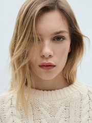 Mango Cream Striped Cable Knit Jumper - Image 4 of 7