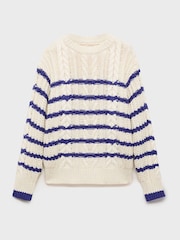 Mango Cream Striped Cable Knit Jumper - Image 5 of 7