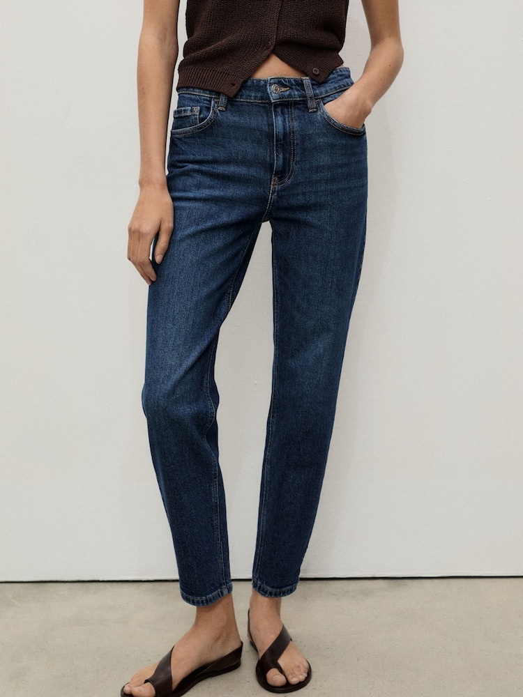 Mango Blue Slim Mom Fit Comfort High Rise Jeans - Image 1 of 11