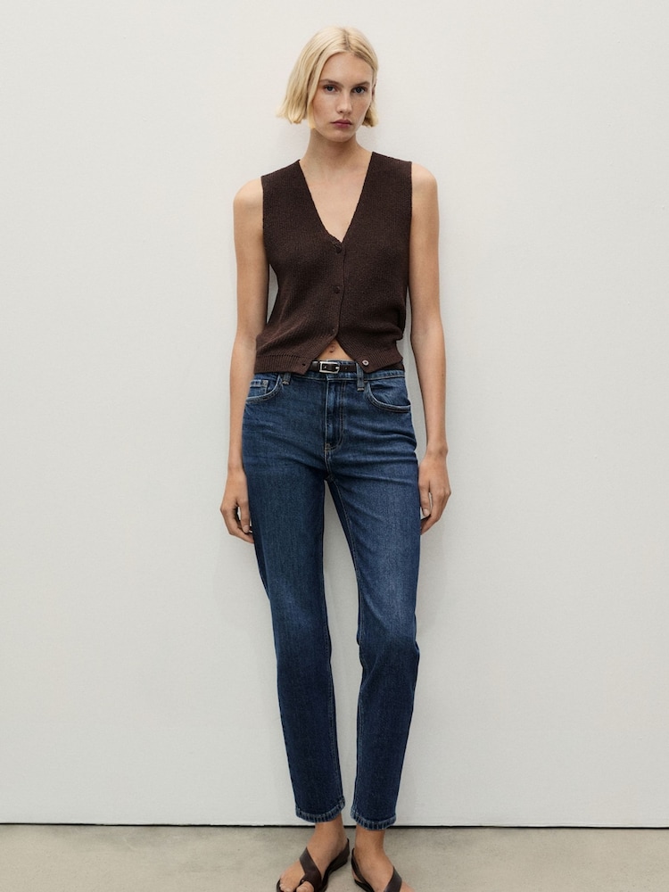 Mango Blue Slim Mom Fit Comfort High Rise Jeans - Image 2 of 11