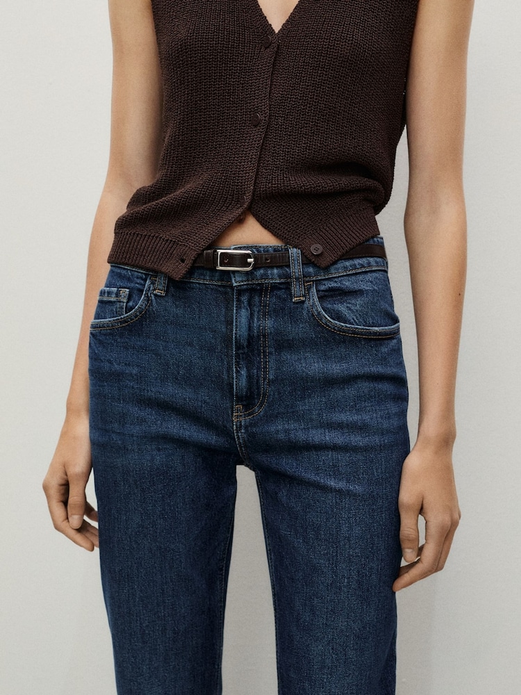 Mango Blue Slim Mom Fit Comfort High Rise Jeans - Image 4 of 11