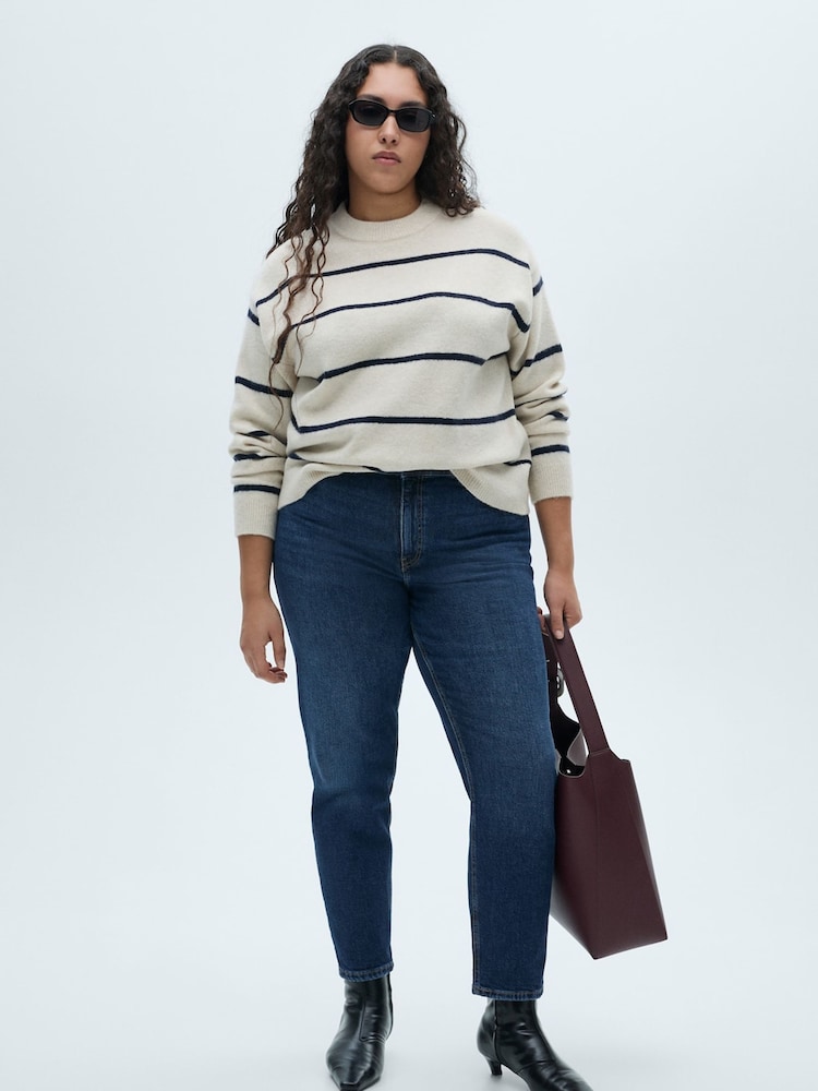 Mango Blue Slim Mom Fit Comfort High Rise Jeans - Image 6 of 11