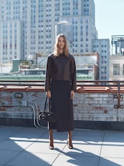 Mango Chocolate Brown Leather-Effect Jacket With Pockets - Image 3 of 6