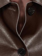 Mango Chocolate Brown Leather-Effect Jacket With Pockets - Image 6 of 6