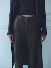 Mango Brown Leopard Print Straight Jeans - Image 1 of 7