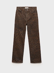 Mango Brown Leopard Print Straight Jeans - Image 5 of 7