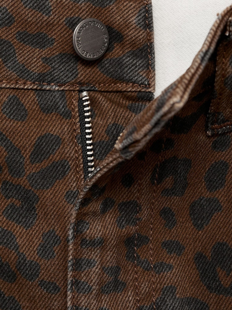 Mango Brown Leopard Print Straight Jeans - Image 7 of 7