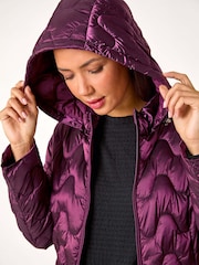 Roman Purple Abstract Quilted Hooded Coat - Image 6 of 6