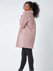 Roman Pink Petite Teddy Longline Coat - Image 3 of 5