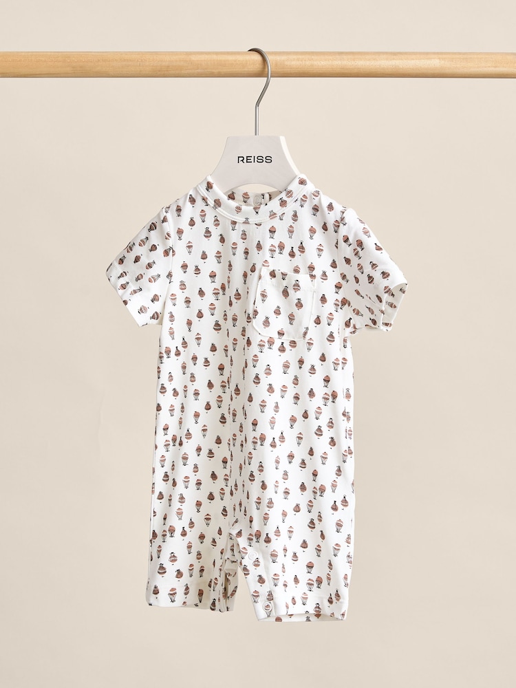 Reiss Ivory Print Dakota Cotton Jersey Printed Romper - Image 1 of 4