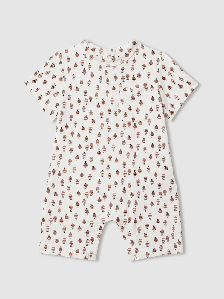 Reiss Ivory Print Dakota Cotton Jersey Printed Romper - Image 2 of 4