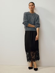 Charcoal Grey Christmas Sequin Bow Pattern Jumper With Wool - Image 2 of 8
