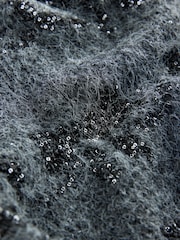Charcoal Grey Christmas Sequin Bow Pattern Jumper With Wool - Image 7 of 8