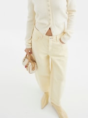 River Island Buttermilk Yellow Petite Seamed Barrel Jeans - Image 1 of 1