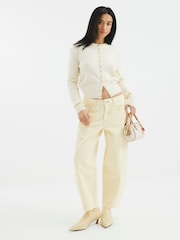 River Island Buttermilk Yellow Petite Seamed Barrel Jeans - Image 2 of 6