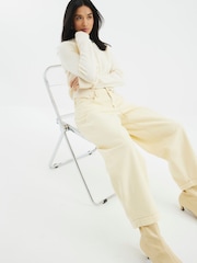 River Island Buttermilk Yellow Petite Seamed Barrel Jeans - Image 3 of 6