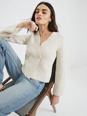beis - Cárdigan asimétrico con botones de River Island - Imagen 3 de 6