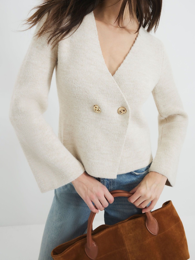 Buy River Island Beige Asymmetric Button Cardigan from the Next UK