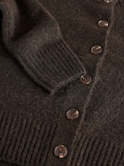 Chocolate Brown Crew Neck Knitted Cardigan - Image 6 of 7