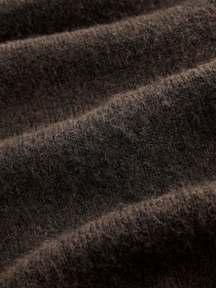 Chocolate Brown Crew Neck Knitted Cardigan - Image 7 of 7
