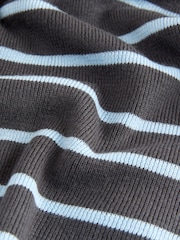 Grey/Blue Stripe Scarf Layer Crew Neck Cardigan - Image 8 of 9