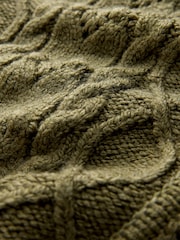 Khaki Green Stitchy Cable Tie Waist Cardigan - Image 7 of 8
