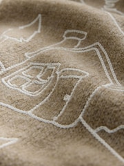 Light Khaki Landscape Scene Embroidered Outline Crew Neck Jumper - Image 7 of 8