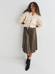 Ecru Stitchy Cable Tie Waist Cardigan - Image 2 of 6