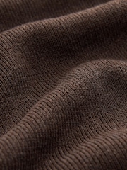 Chocolate Brown Scarf Layer Crew Neck Cardigan - Image 6 of 8