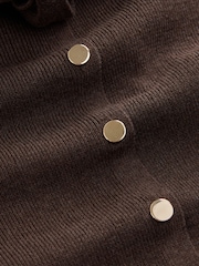 Chocolate Brown Scarf Layer Crew Neck Cardigan - Image 8 of 8