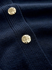 Navy Blue Gold Button Collar Cardigan - Image 6 of 7