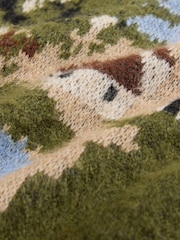 Green Multi Landscape Scene Print Crew Neck Jumper - Image 8 of 9