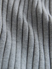 Grey Multi Ribbed Long Sleeve Polo Jumper - Image 8 of 8