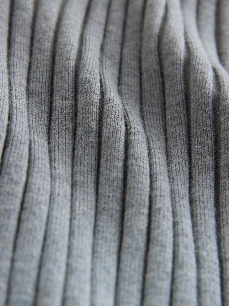Grey Multi Ribbed Long Sleeve Polo Jumper - Image 8 of 8